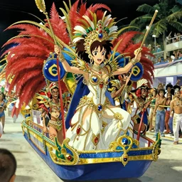 a film still of brazil carnival, floats carnival, paty, finely detailed perfect art, gapmoe yandere grimdark, trending on pixiv fanbox, painted by greg rutkowski makoto shinkai takashi takeuchi studio ghibli
