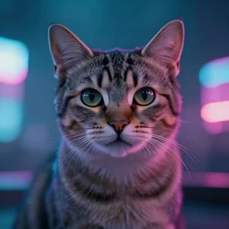 cyberpunk cat, photography, bokeh, 4k