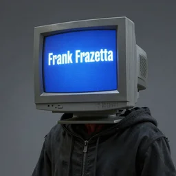 a grim reaper with a crt monitor for a head. the monitor has a blue screen with white letters on it. by frank frazetta, simon bisley, brom, concept art, octane render, unreal engine 5, highly detailed, high quality, 8 k, soft lighting, realistic face, path traced