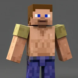 a man that ressembles minecraft steve and is very muscular