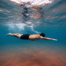 “person swimming in Mars”