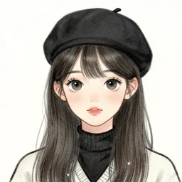 girl with beret, drawn by Yueko, trending on Artstation