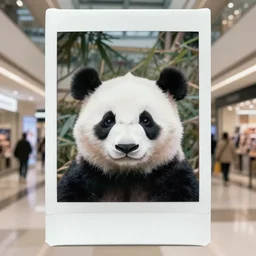 gltch art, grainy head to shoulder portrait polaroid film photograph of a panda in a mall wearing aviator shades. super resolution. surreal. extremely detailed. polaroid 6 0 0 film. by annie leibovitz and richard avedon