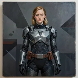 Elle Fanning in Recon Armor picture by Sachin Teng, asymmetrical, dark vibes, Realistic Painting , Organic painting, Matte Painting, geometric shapes, hard edges, graffiti, street art:2 by Sachin Teng:4