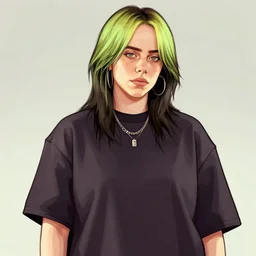 billie eilish in gta v, cover art by stephen bliss, artstation, no text