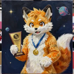 furry convention in space, award winning painting,