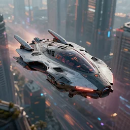 cyberpunk, concept art, octane render, detailed, trending on artstation, realistic, futurisric, flying, city, flying car, spaceship,