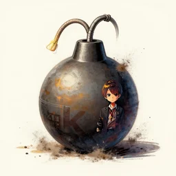 a drawing of a bomb mine made of dust, beeple and james jean, aya takano color style, 4 k, super detailed, modern, 4 k, symmetrical