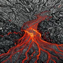 overdetailed art, by greg rutkowski, lava on ground