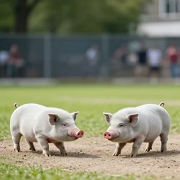 concrete piglets playing cricket at alexanderplatz n - 9 h 6 4 0 s - 1 5 0