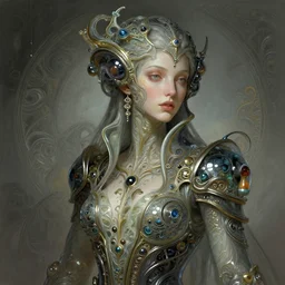 A full portrait of a beautiful post apocalyptic offworld glassmaker, intricate, elegant, highly detailed, digital painting, artstation, concept art, smooth, sharp focus, illustration, art by Krenz Cushart and Artem Demura and alphonse mucha