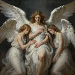 life after death, dramatic lighting, with angels, realistic painting, high definition, digital art, matte painting, very detailed, realistic