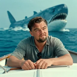 Leonardo DiCaprio in Jaws, boat