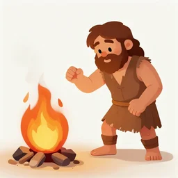 caveman discovers fire for the first time