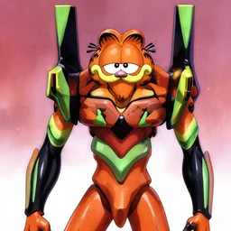 Garfield as EVA-01 in Neon Genesis Evangelion, anime