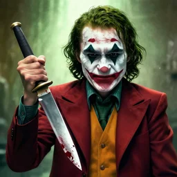 the joker with a bloddy knife digital art