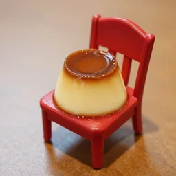 a delicious pudding served in a tiny red chair foodporn