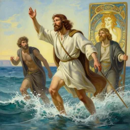Moses crossing a sea, highly detailed, digital painting, artstation, concept art, sharp focus, illustration, art by artgerm and greg rutkowski and alphonse mucha