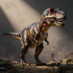 tyrannosaurus with a cat's head