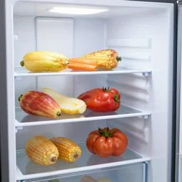 cross - section of a refrigerator interior stuffed with leftovers, highly detailed