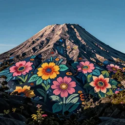 kinabalu peak, summer morning, very coherent and colorful high contrast, art by! gediminas pranckevicius! geof darrow,!!! pastel color!!!, volumetric lighting, cinematic, floralpunk screen printing woodblock, dark shadows, hard lighting, stippling art