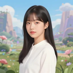 portrait of lee jin - eun in a scenic multiversal otherworldly realm by amano yoshitaka, marc simonetti, jean giraud, martine johanna, josan gonzalez