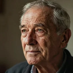 poignant photo of an older man remembering his youth, his eyes reveal how much he has seen, nostalgia, melancholy