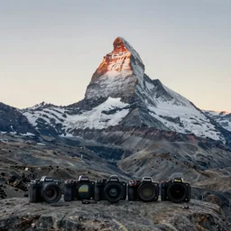 photograph of the matterhorn, morning light, landscape photography, award winning, canon, soft lighting, sony, nikon, 4 k, hd