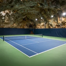 a tennis court inside a cave