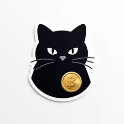 Cat holding with a coin. Professional logo, Pictorial logo, epic design.