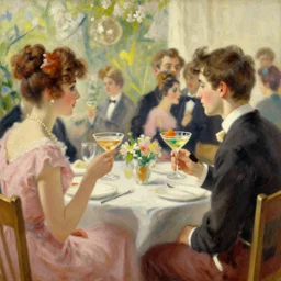 sixties cocktail party, spring, soft light, painting by gaston bussiere, craig mullins, j. c. leyendecker