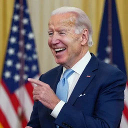Joe Biden laughing with Joe Biden