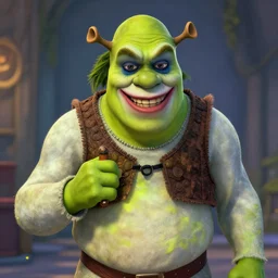 Shrek as Joker, digital art, trending on artstation