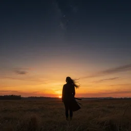 sunset in a pasture, windy, stoic, modern, cgsociety, hyperdetailed, dramatic, stars, epic painting, shooting stars, painted by jean honore fragonard and greg rutkowski, full body, octane render, sharpness, 8 k, golden ratio