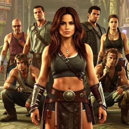 highly detailed portrait young muscled salma hayek in gta v dressed as a barbarian fighter, stephen bliss, unreal engine, fantasy art by greg rutkowski, loish, rhads, ferdinand knab, makoto shinkai and lois van baarle, ilya kuvshinov, rossdraws, tom bagshaw, global illumination, radiant light, detailed and intricate environment