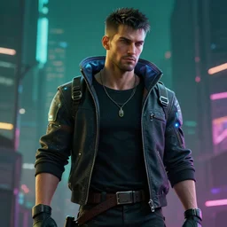 a cyberpunk man, character photography, artstation, highly detailed, volumetric lighting, ultra realistic