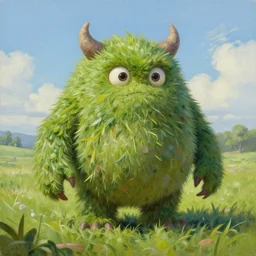 a monster made of grass, hyperrealistic oil painting, award winning art