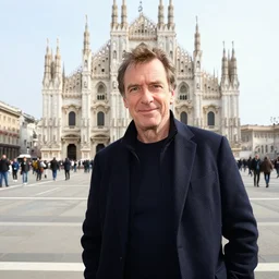 portrait of peter capaldi visiting piazza del duomo milan