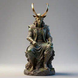 stoic statue of loki, vaporwave, aesthetic, naturel, hyper detailed, digital sculpture, trending in artstation, cinematic lighting, studio quality, smooth render, unreal engine 5 rendered, octane rendered