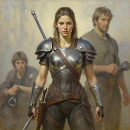 warrior female, oil on canvas, by jesper ejsing and boris vallejo