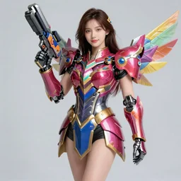 ! dream legally kind colorful female divine mech paladin gun dream transformers pacific rim studio portrait absurdly beautiful, elegant, young sexy elegant woman, super fine surreal detailed facial illustration by kim jung gi, iraq nadar, intricate lines, sharp focus, vibrant colors, matte, octopath traveler, final fantasy, unreal engine highly rendered, global illumination, radiant light, intricate environments