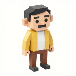 low polygon render of mr. bean on a white background, isometric 3 d, ultra hd