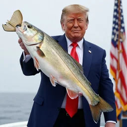 donald trump holding a fish