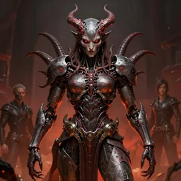 a stunning portrait of the demonic cyborg deity, digital art by Dan Mumford and Peter Mohrbacher and Ross Tran, highly detailed, trending on artstationhq