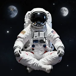 an astronaut meditating in space, digital art