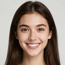 a beautiful girl from minnesota, brunette, joyfully smiling at the camera opening her brown eyes. thinner face, irish genes, dark chocolate hair colour, wearing university of minneapolis coat, perfect nose, morning hour, plane light, portrait, minneapolis as background. healthy, athletic, in her early 2 9 s