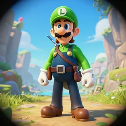 Luigi dressed as Link from TLOZ, trending on Artstation, 8K, ultra wide angle, pincushion lens effect