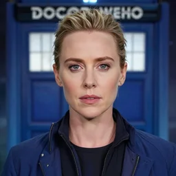 a full body photograph of hayley atwell as'doctor who ', time vortex in the background, detailed face, symmetrical face, extreme realism and detail, 8 k, completely framed, direct lighting, 3 5 mm photo, photorealistic, sharp focus