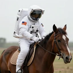 A photo of an astronaut riding a horse