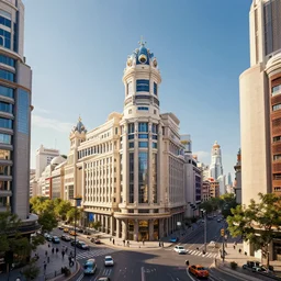 Gran Vía from Madrid in the year 3000, futuristic city, award-winning photograph, 4k, HQ, artstation,